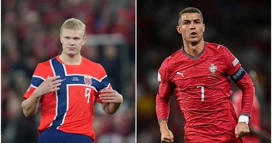 رونالدو وهالاند قبل مباراة النرويج ضد البرتغال في دوري الأمم الأوروبية